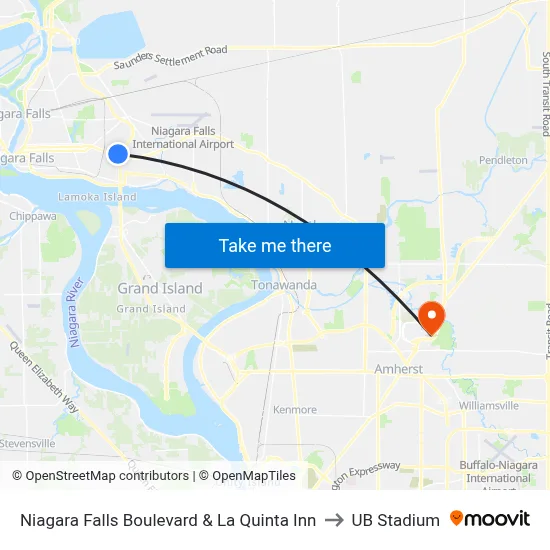Niagara Falls Boulevard & La Quinta Inn to UB Stadium map