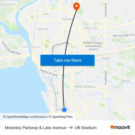 Mckinley Parkway & Lake Avenue to UB Stadium map