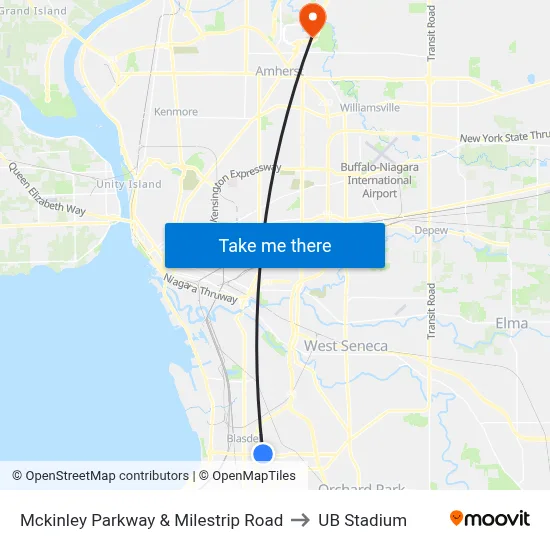 Mckinley Parkway & Milestrip Road to UB Stadium map