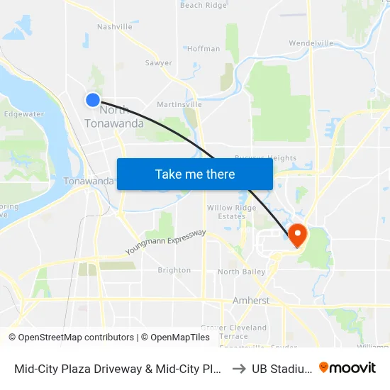 Mid-City Plaza Driveway & Mid-City Plaza to UB Stadium map