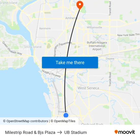 Milestrip Road & Bjs Plaza to UB Stadium map