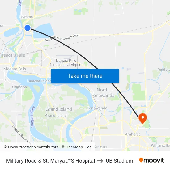 Military Road & St. Maryâ€™S Hospital to UB Stadium map
