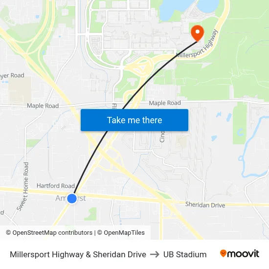 Millersport Highway & Sheridan Drive to UB Stadium map