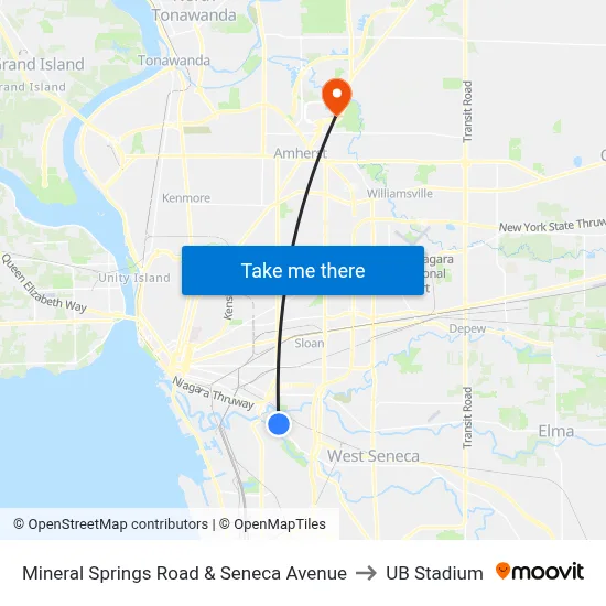 Mineral Springs Road & Seneca Avenue to UB Stadium map