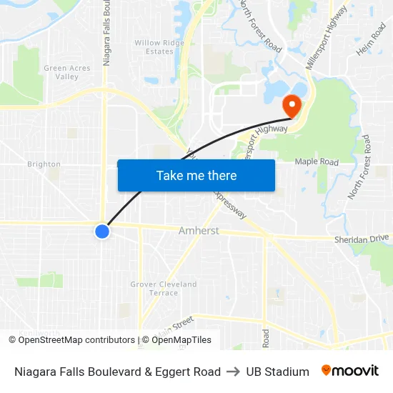 Niagara Falls Boulevard & Eggert Road to UB Stadium map