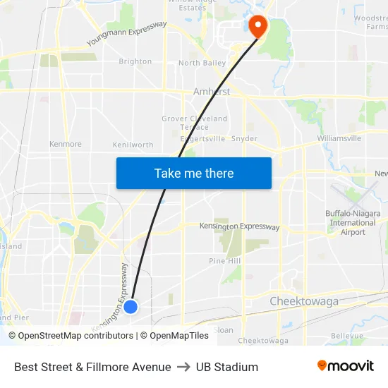 Best Street & Fillmore Avenue to UB Stadium map