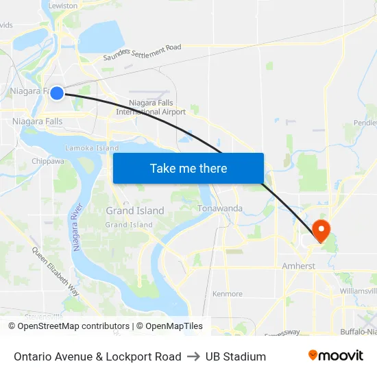 Ontario Avenue & Lockport Road to UB Stadium map