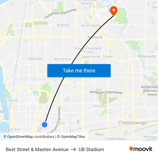 Best Street & Masten Avenue to UB Stadium map