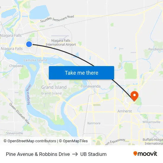 Pine Avenue & Robbins Drive to UB Stadium map
