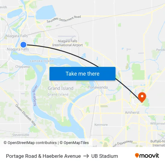 Portage Road & Haeberle Avenue to UB Stadium map