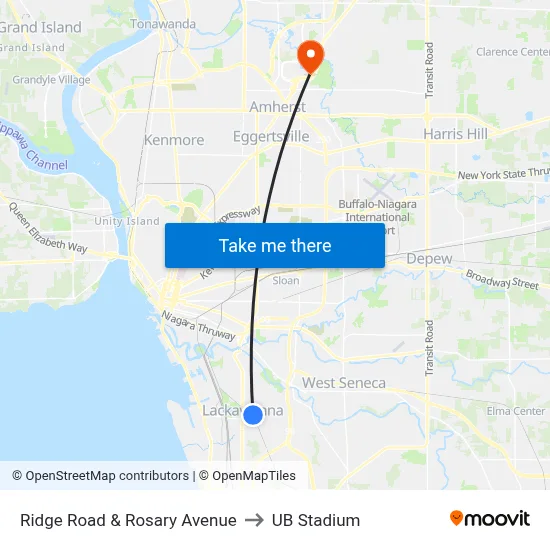 Ridge Road & Rosary Avenue to UB Stadium map