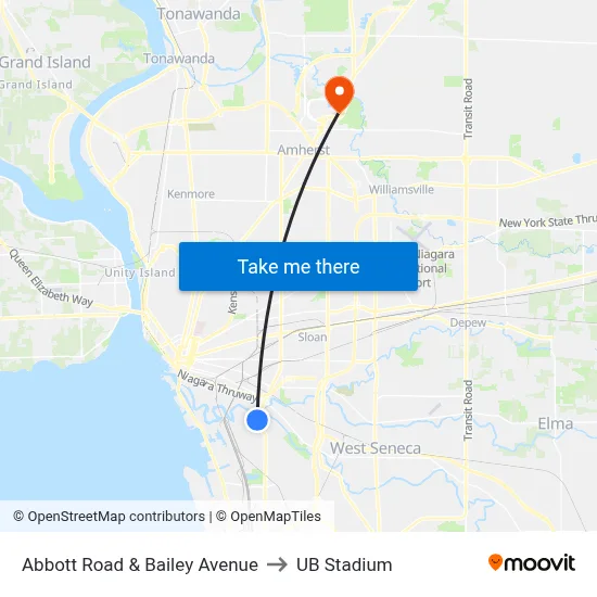 Abbott Road & Bailey Avenue to UB Stadium map