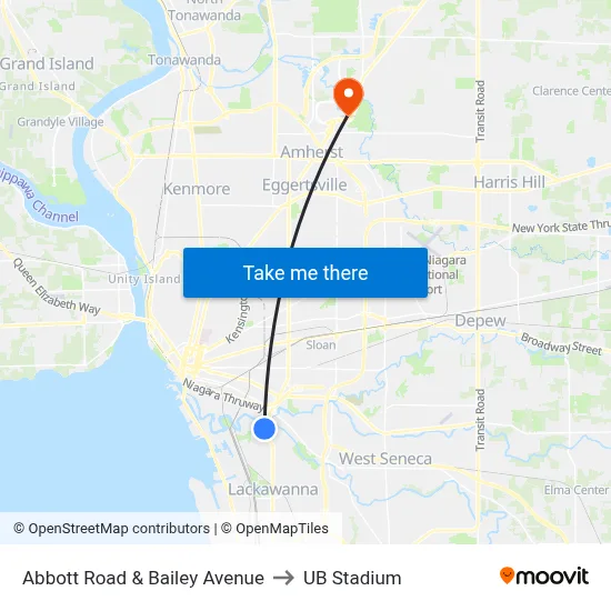 Abbott Road & Bailey Avenue to UB Stadium map