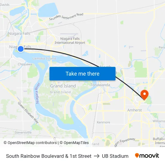 South Rainbow Boulevard & 1st Street to UB Stadium map