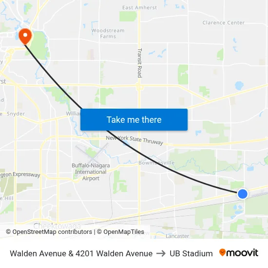 Walden Avenue & 4201 Walden Avenue to UB Stadium map