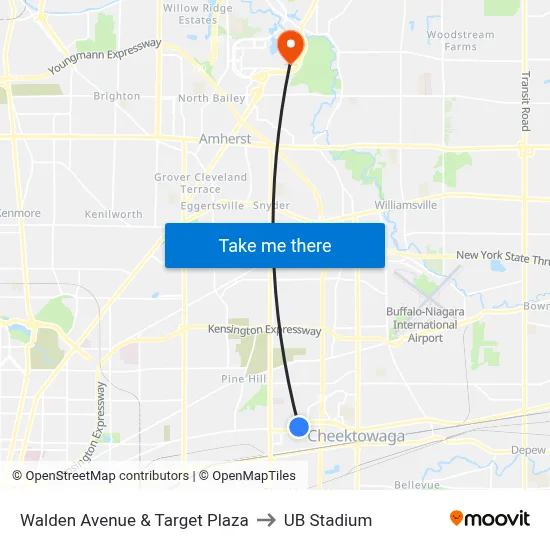 Walden Avenue & Target Plaza to UB Stadium map