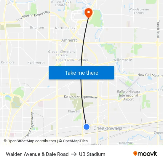 Walden Avenue & Dale Road to UB Stadium map