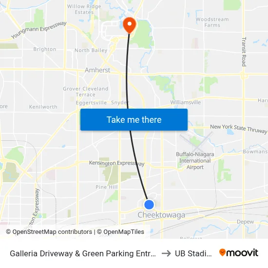 Galleria Driveway & Green Parking Entrance to UB Stadium map