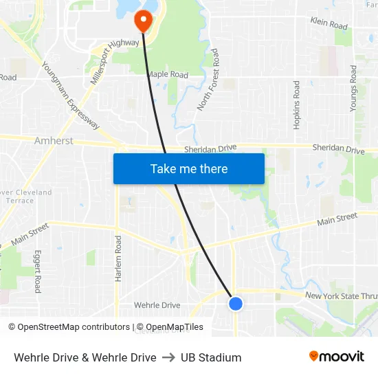 Wehrle Drive & Wehrle Drive to UB Stadium map