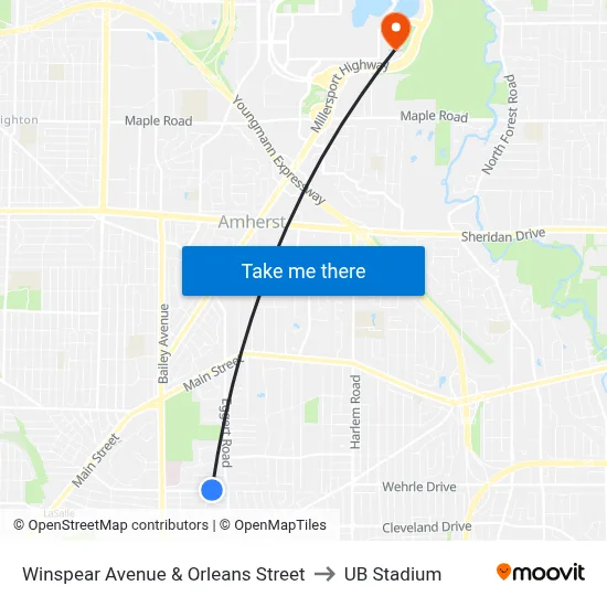Winspear Avenue & Orleans Street to UB Stadium map