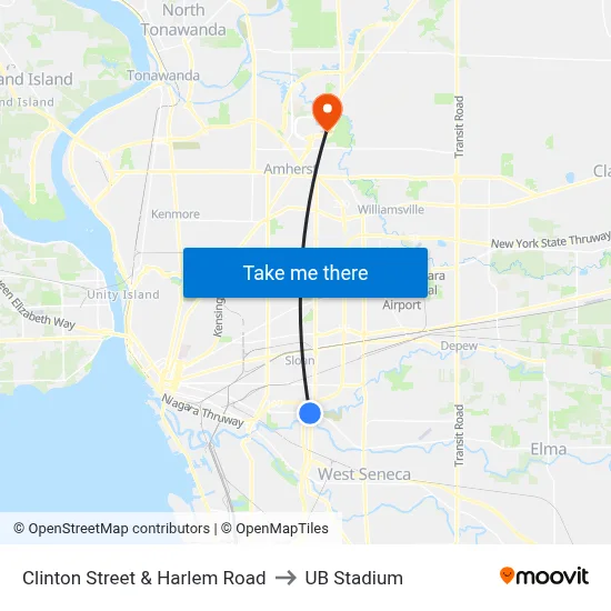 Clinton Street & Harlem Road to UB Stadium map