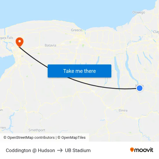 Coddington @ Hudson to UB Stadium map