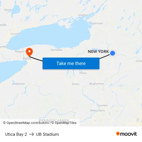 Utica Bay 2 to UB Stadium map