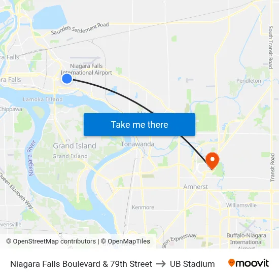Niagara Falls Boulevard & 79th Street to UB Stadium map