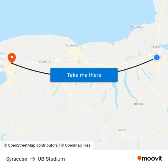 Syracuse to UB Stadium map