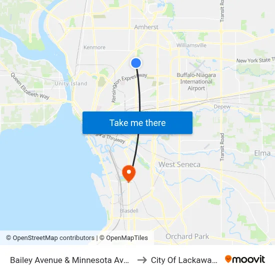 Bailey Avenue & Minnesota Avenue to City Of Lackawanna map