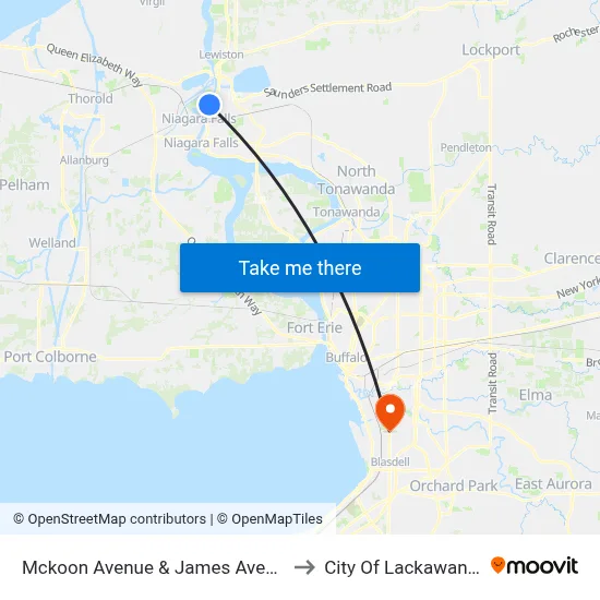 Mckoon Avenue & James Avenue to City Of Lackawanna map
