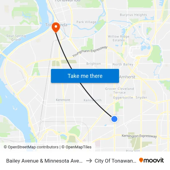 Bailey Avenue & Minnesota Avenue to City Of Tonawanda map