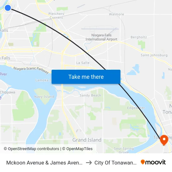 Mckoon Avenue & James Avenue to City Of Tonawanda map