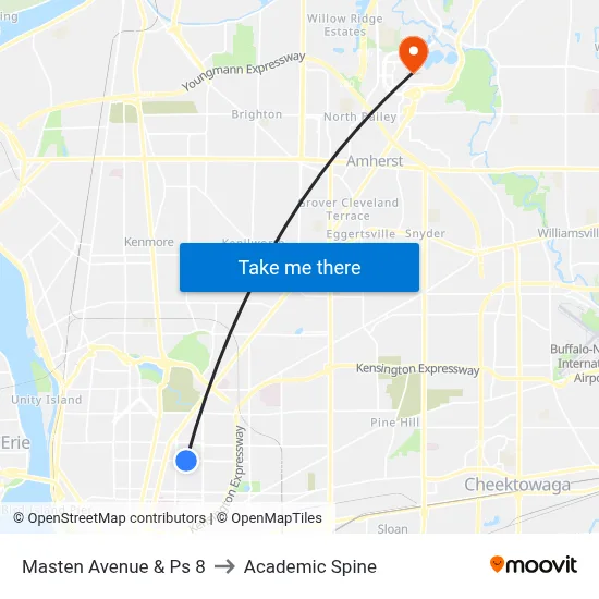 Masten Avenue & Ps 8 to Academic Spine map