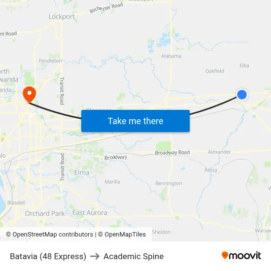 Batavia (48 Express) to Academic Spine map