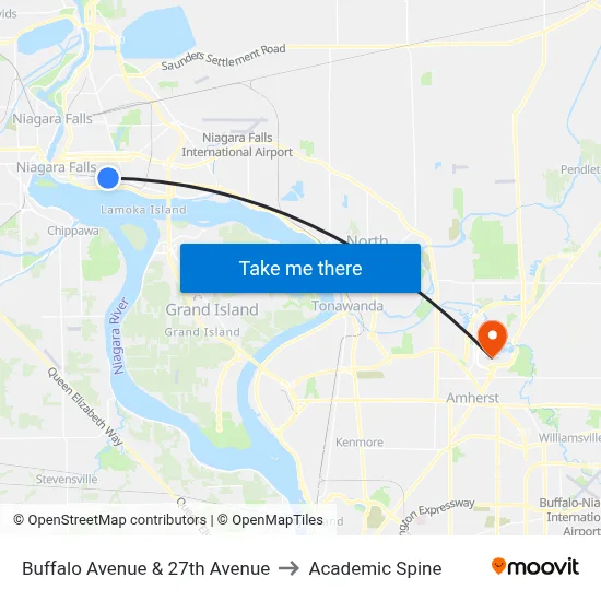 Buffalo Avenue & 27th Avenue to Academic Spine map