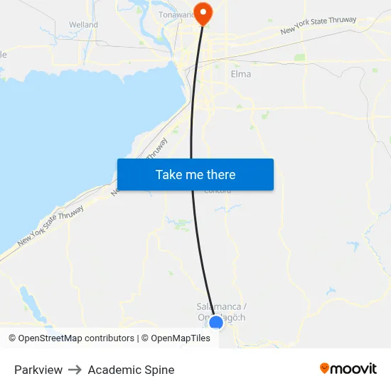 Parkview to Academic Spine map