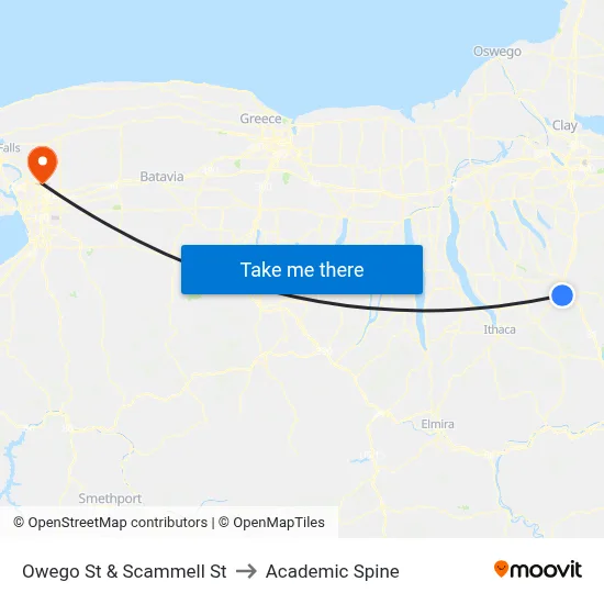 Owego St & Scammell St to Academic Spine map
