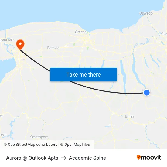 Aurora @ Outlook Apts to Academic Spine map