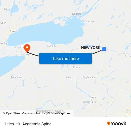 Utica to Academic Spine map