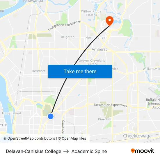 Delavan-Canisius College to Academic Spine map