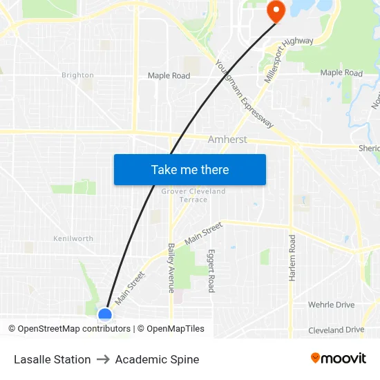 Lasalle Station to Academic Spine map