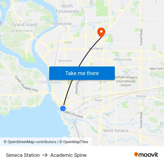 Seneca Station to Academic Spine map