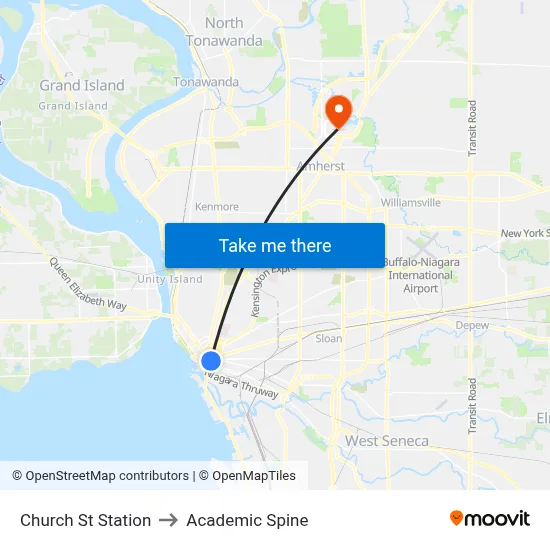 Church St Station to Academic Spine map