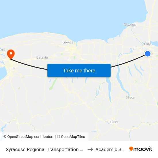 Syracuse Regional Transportation Center to Academic Spine map