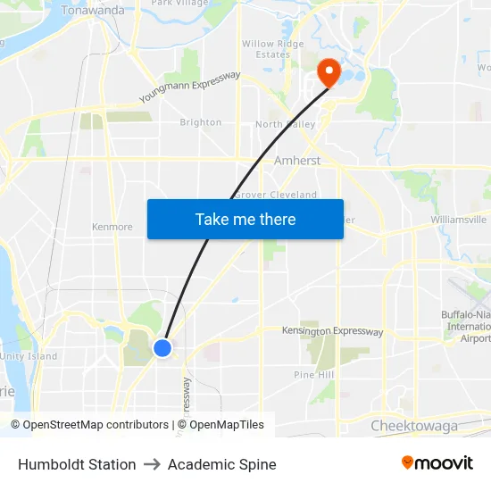 Humboldt Station to Academic Spine map