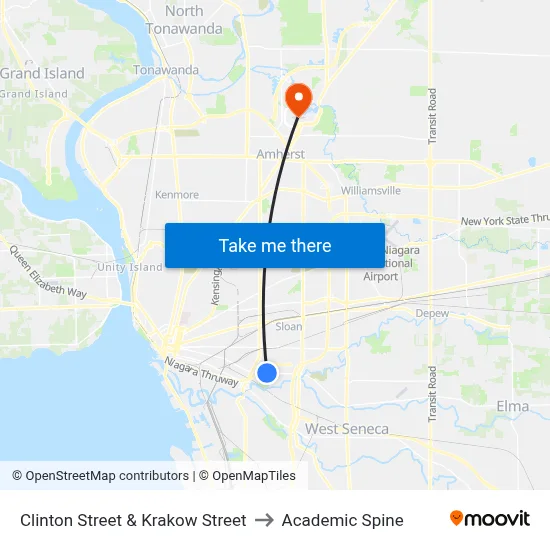 Clinton Street & Krakow Street to Academic Spine map