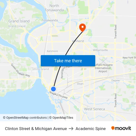 Clinton Street & Michigan Avenue to Academic Spine map