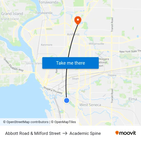 Abbott Road & Milford Street to Academic Spine map
