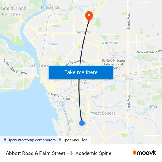 Abbott Road & Palm Street to Academic Spine map